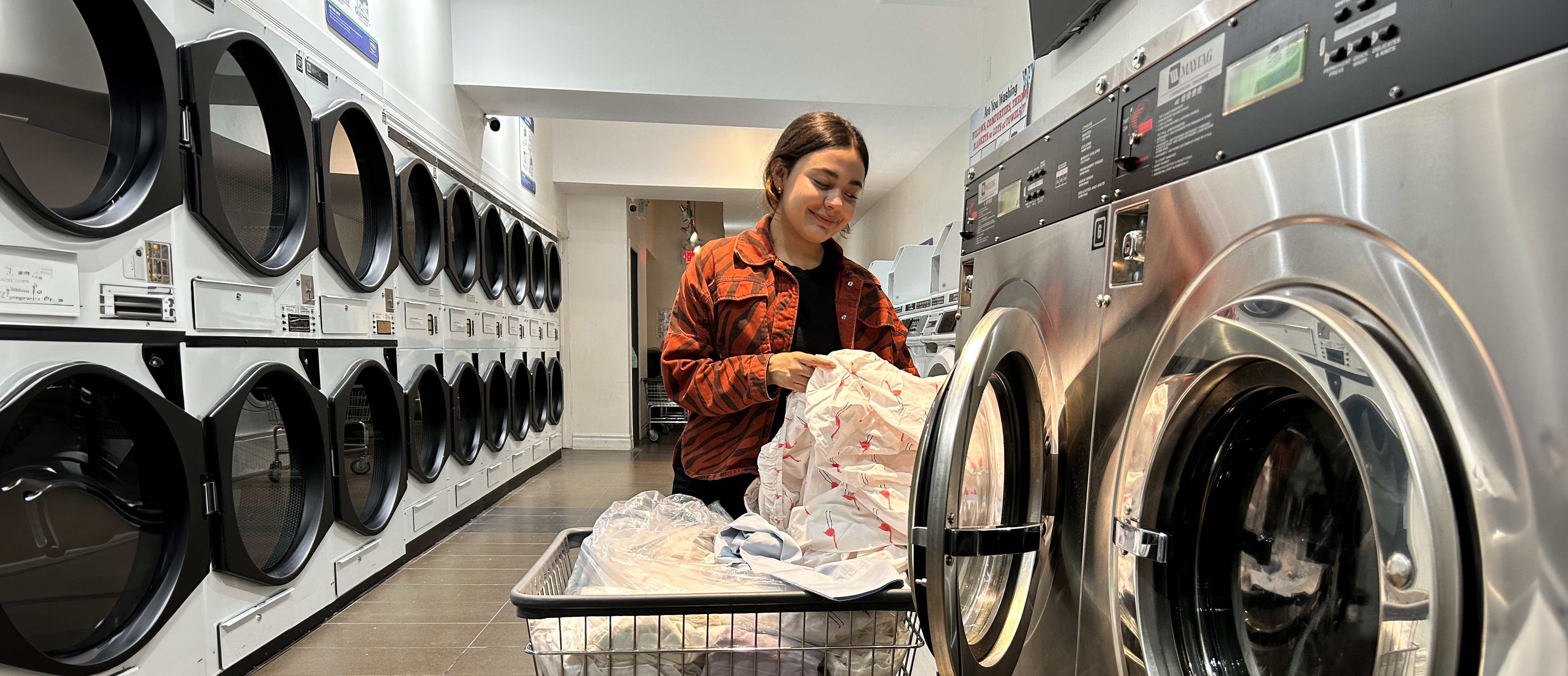 woman loading laundry